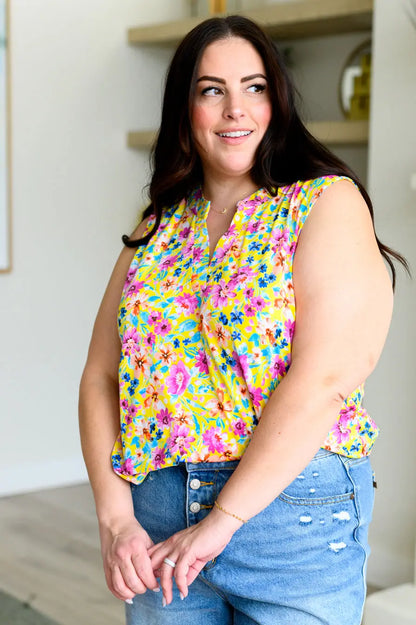 Lizzy Tank Top in Yellow Spring Floral Ave Shops