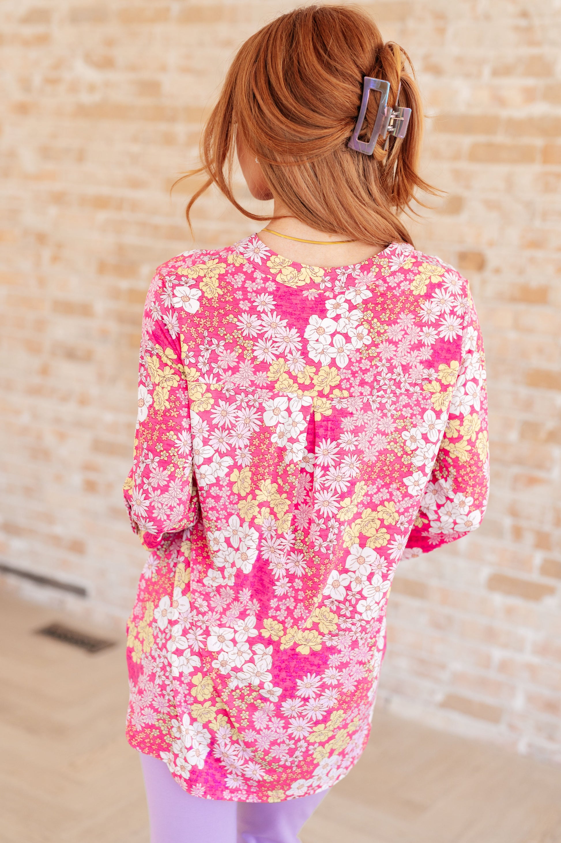 Lizzy Top in Hot Pink and Bubblegum Pink Ditsy Floral Ave Shops