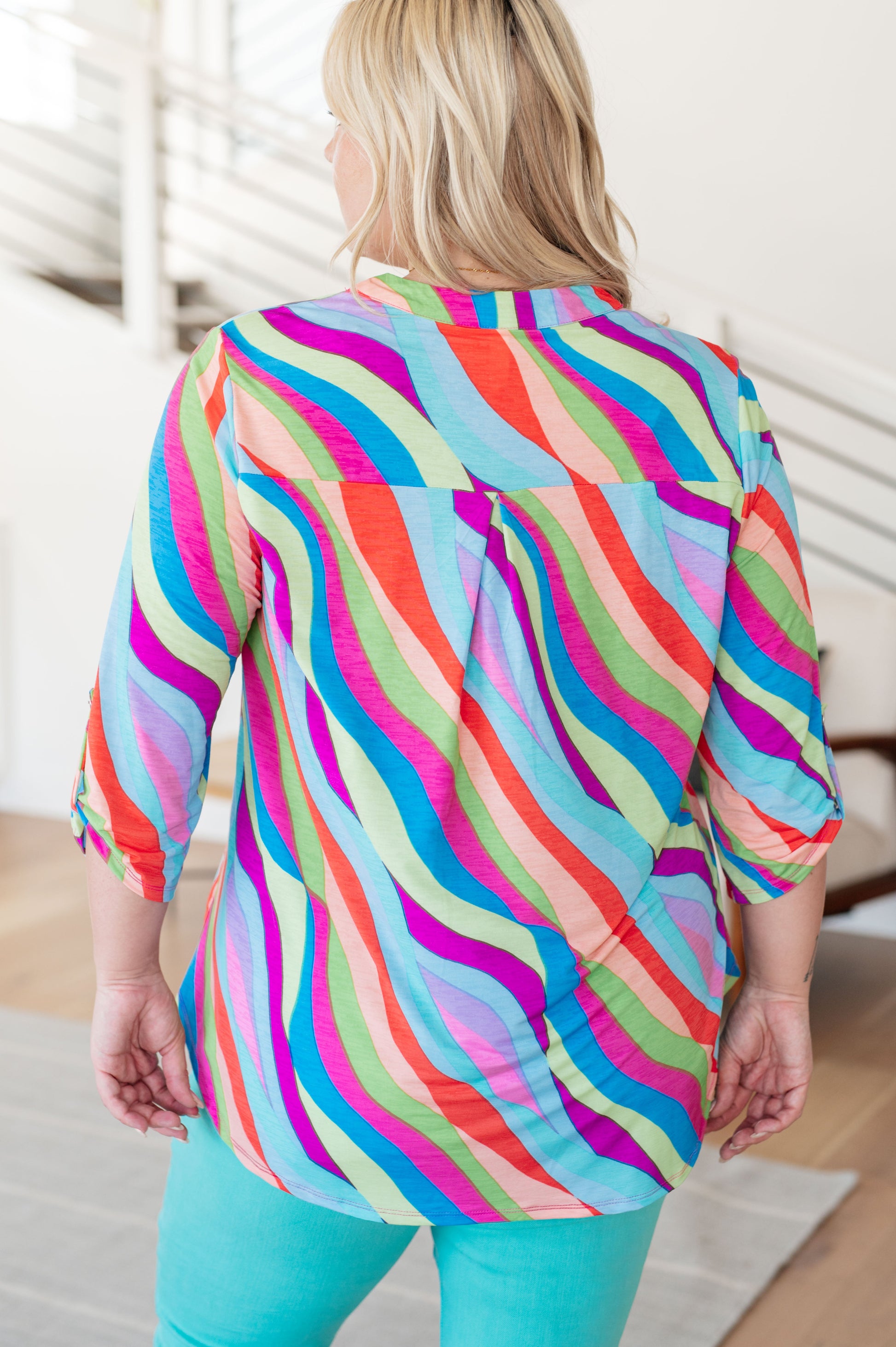 Lizzy Top in Multi Mod Stripe Ave Shops