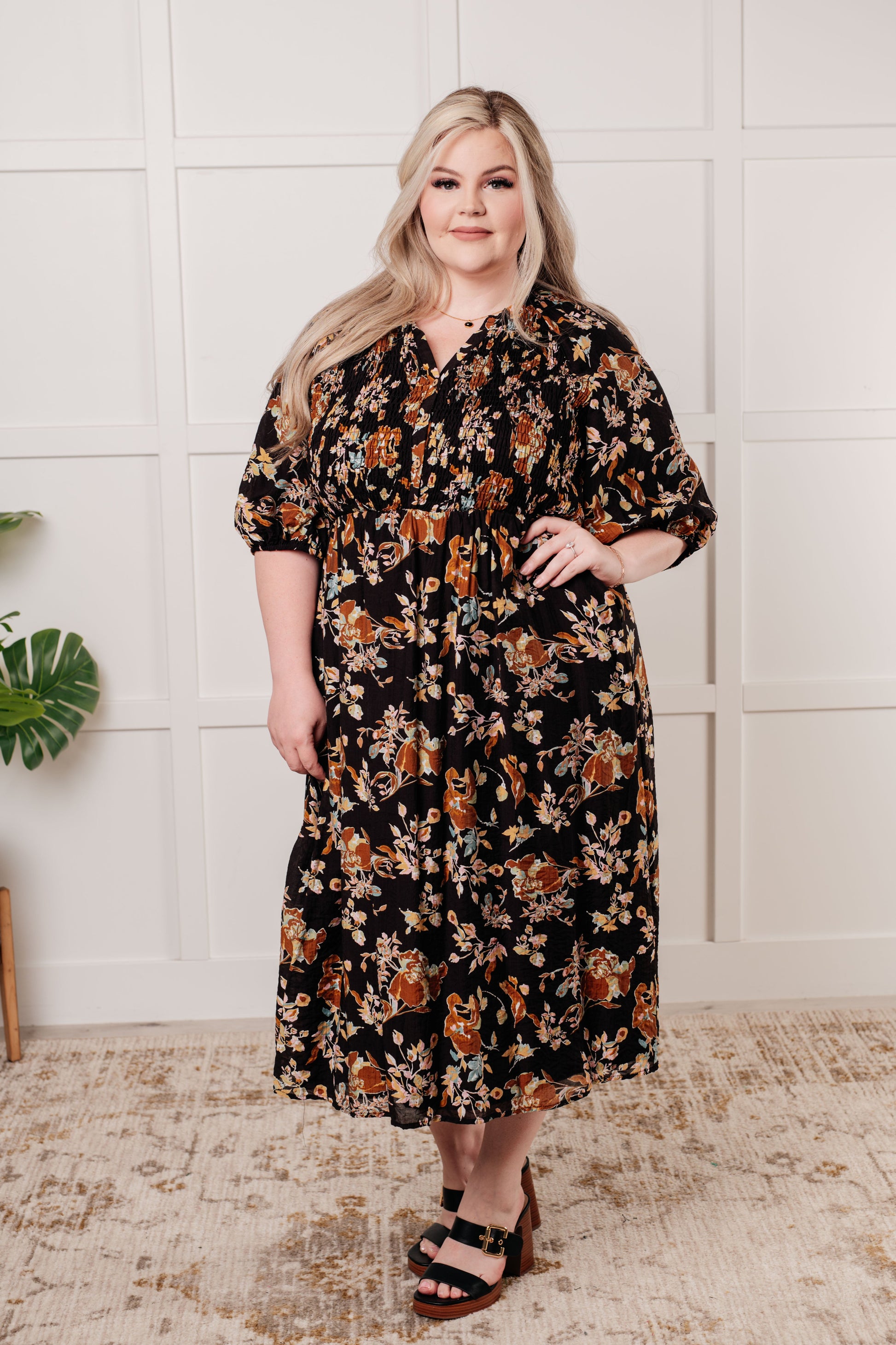 Look My Way Smocked Bodice Button Down Dress Ave Shops