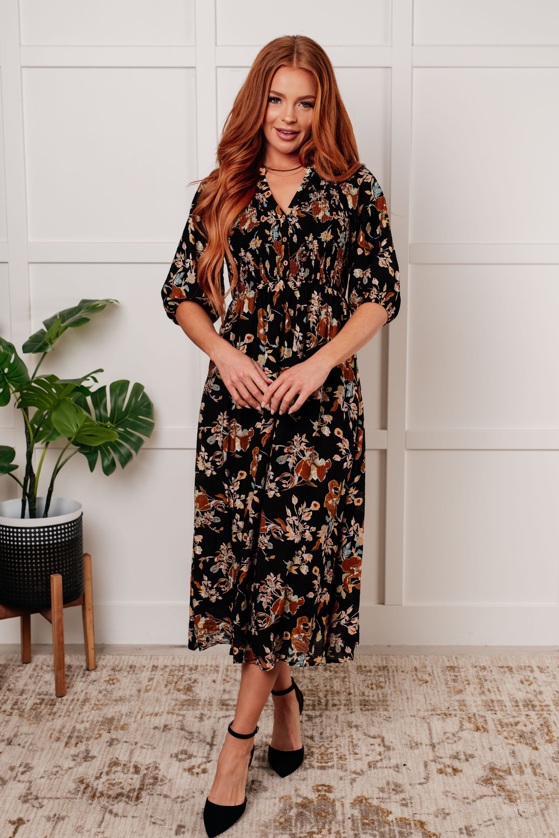 Look My Way Smocked Bodice Button Down Dress Ave Shops