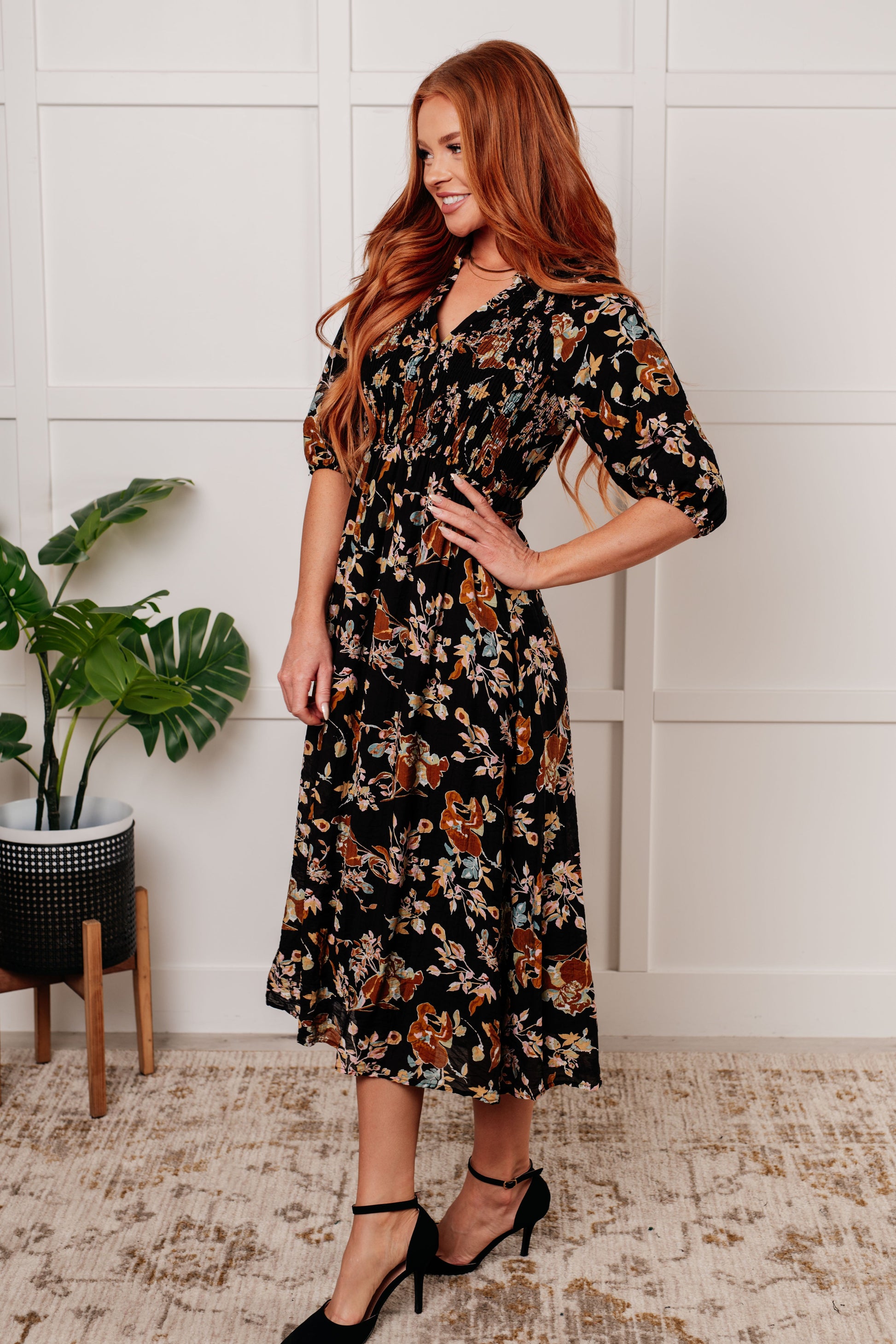 Look My Way Smocked Bodice Button Down Dress Ave Shops