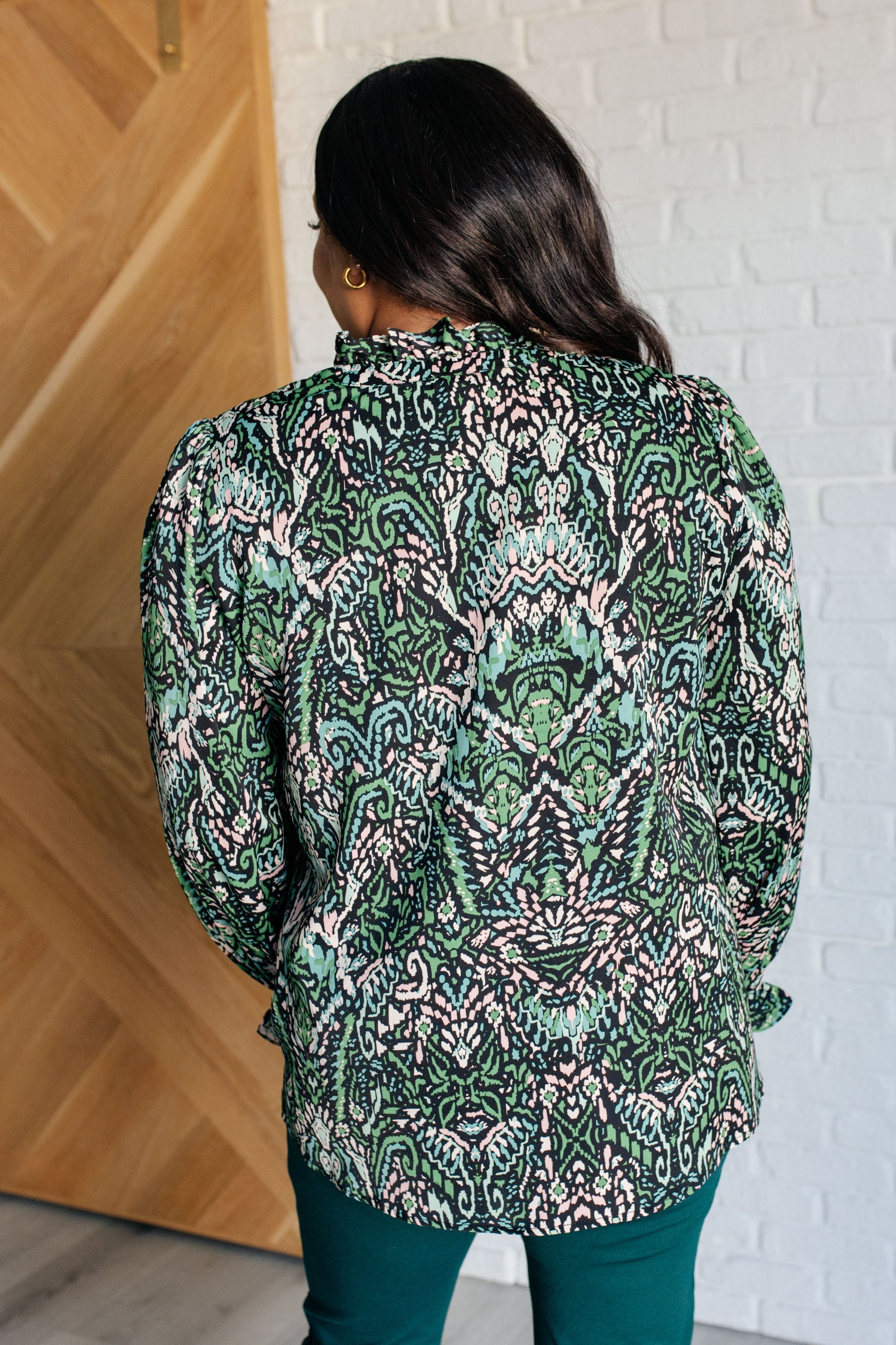 Looking Out Damask Print Blouse Ave Shops