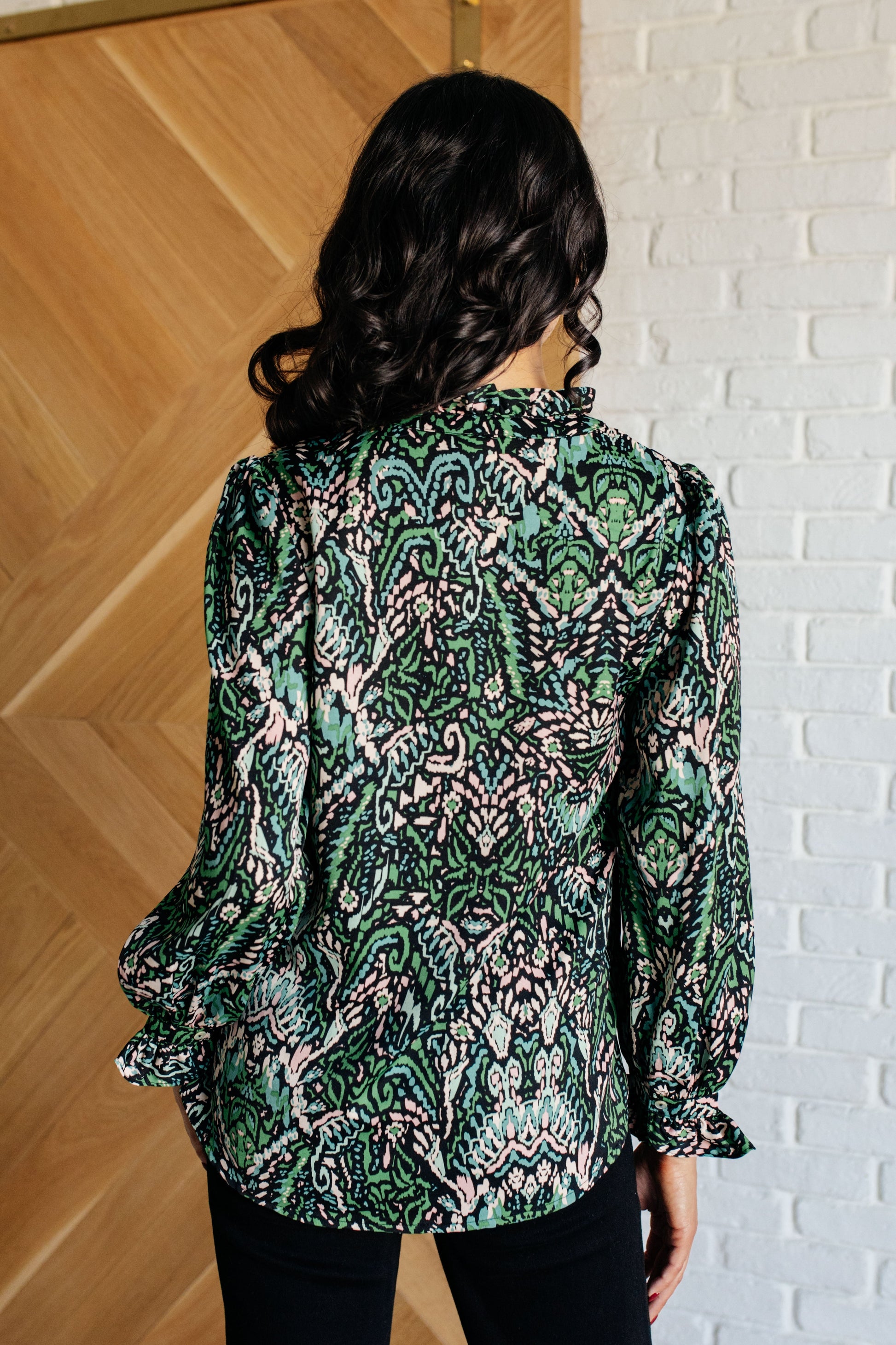 Looking Out Damask Print Blouse Ave Shops