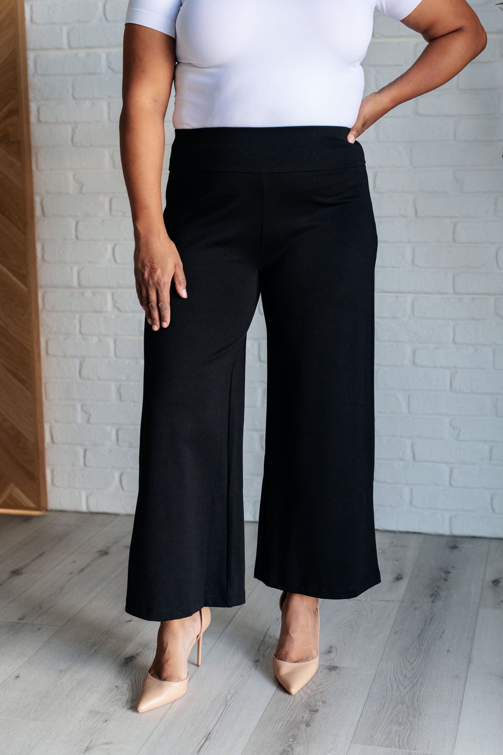 Magic Wide Leg Crop Pants in Black Ave Shops