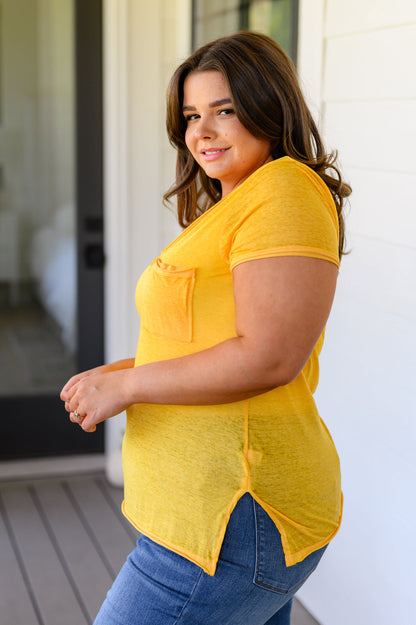 Melange Burnout V-Neck T-Shirt in Yellow Gold Ave Shops