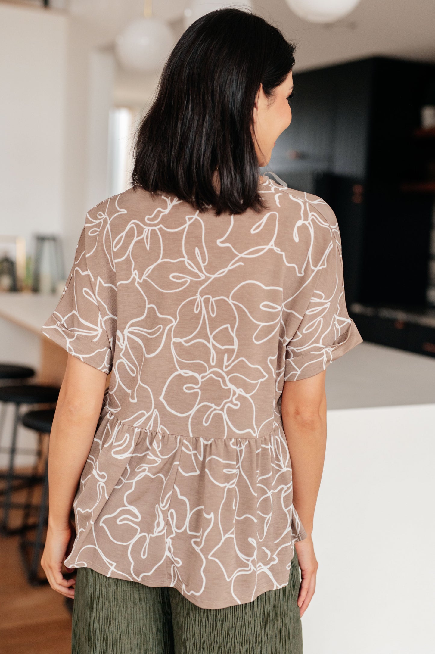 Mocha Petals V-Neck Top Ave Shops