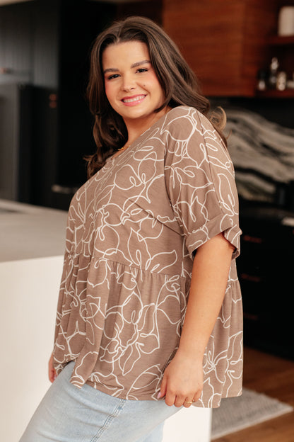 Mocha Petals V-Neck Top Ave Shops