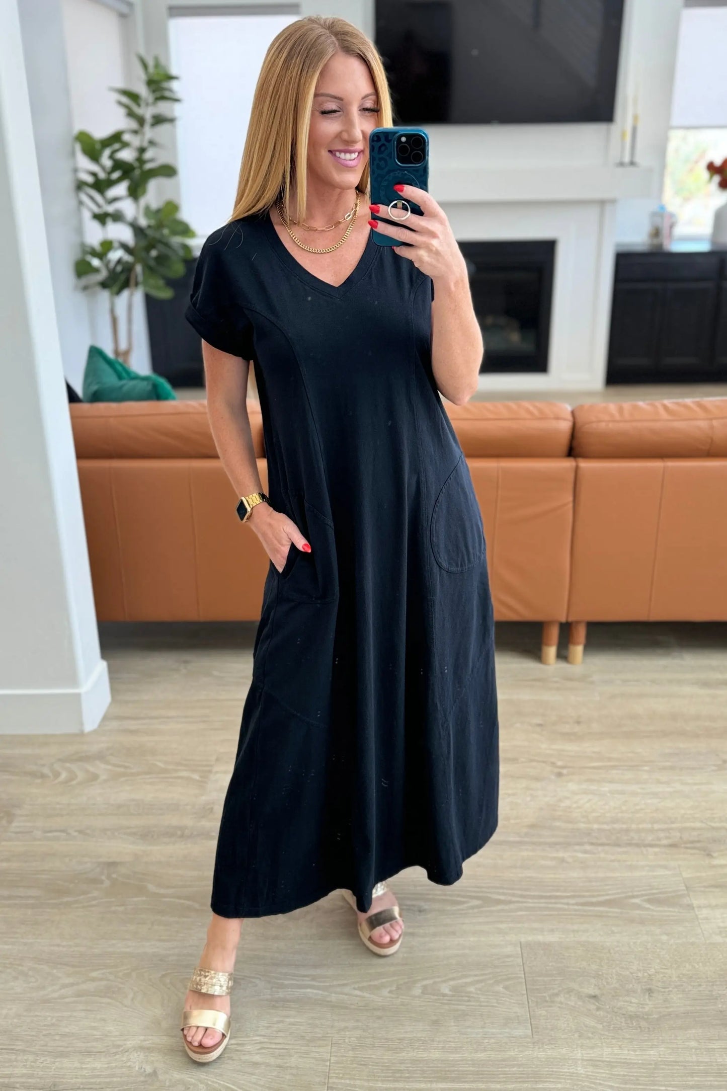 Modern Maritime Shift Maxi Dress in Black Ave Shops