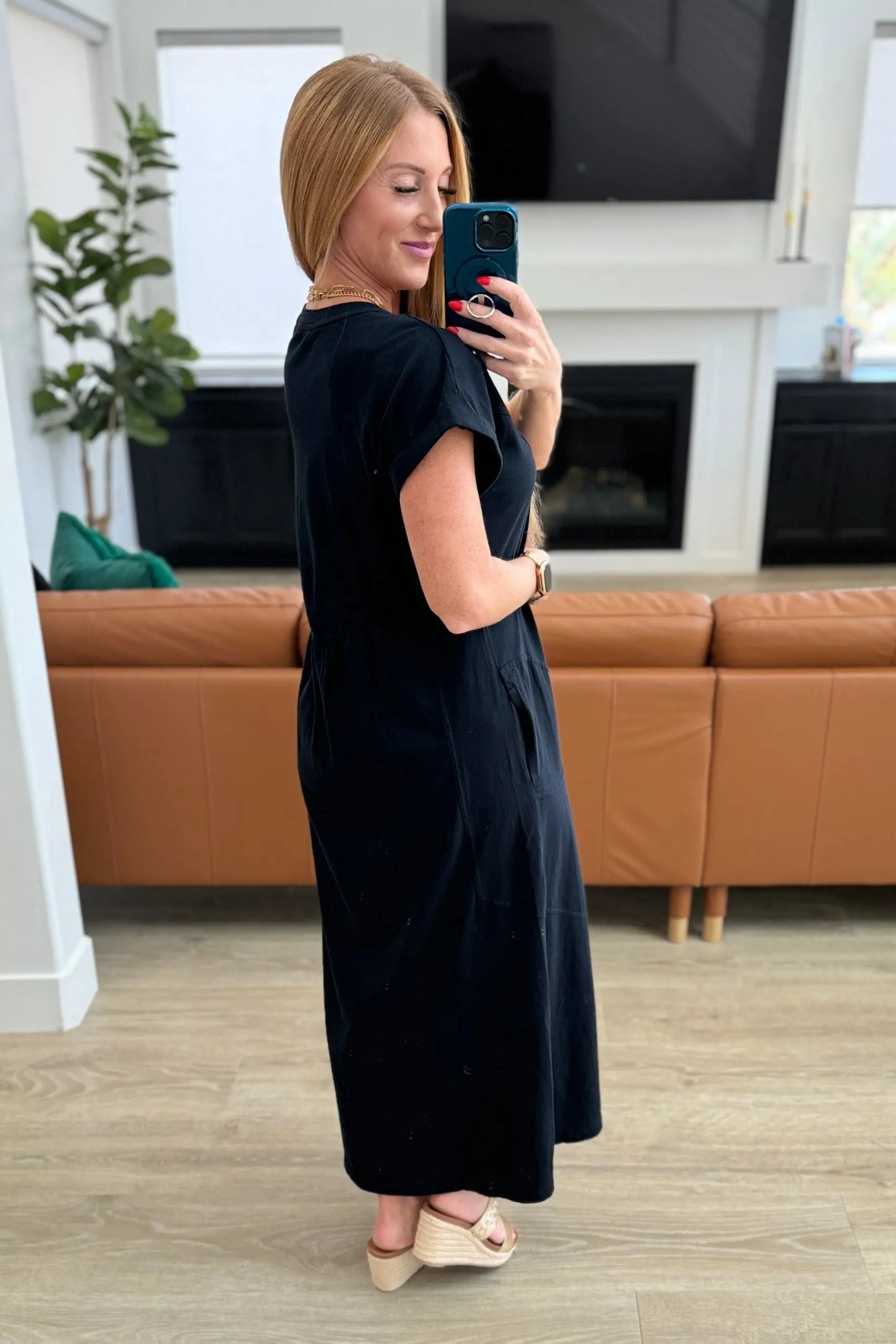 Modern Maritime Shift Maxi Dress in Black Ave Shops