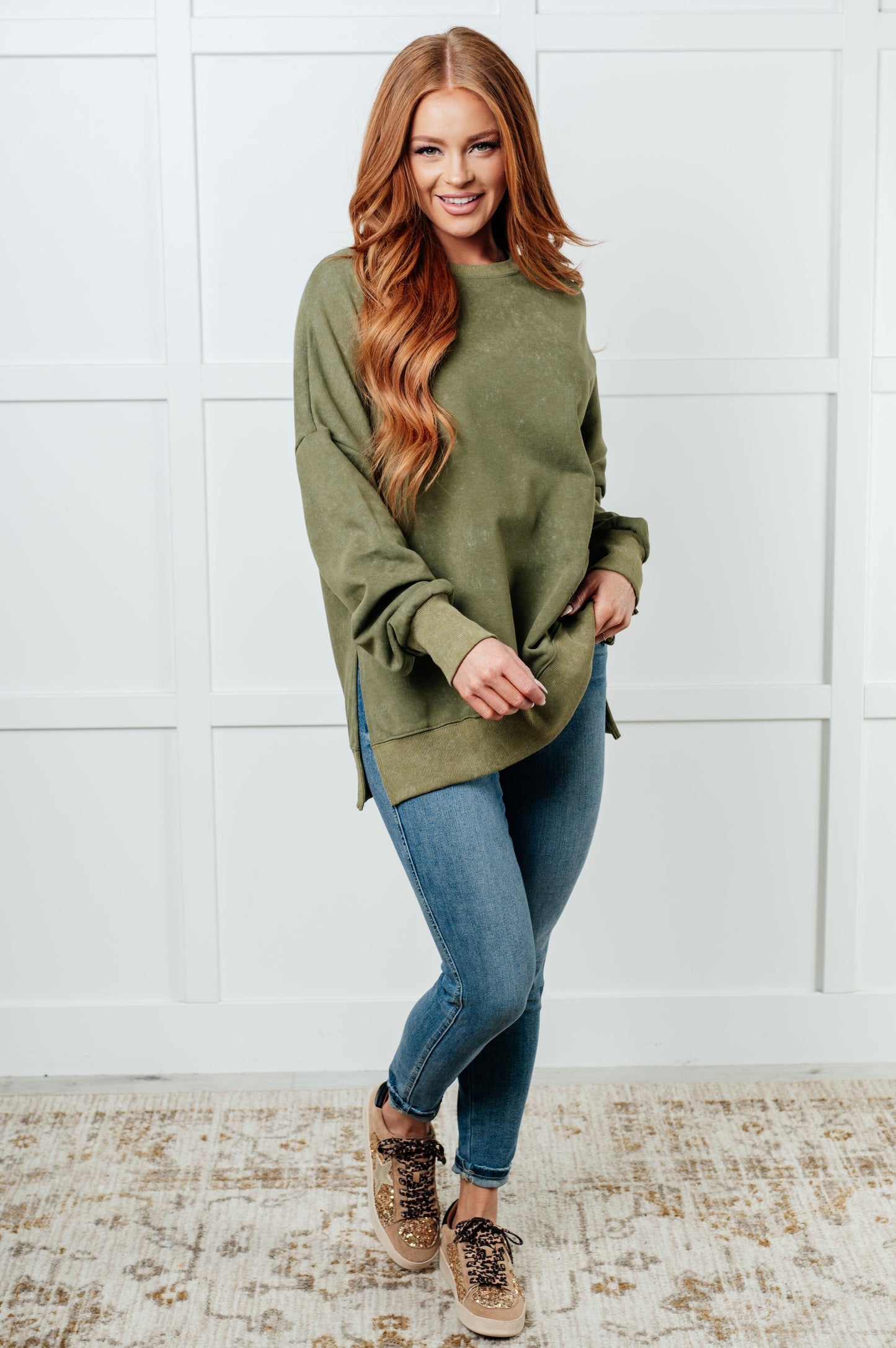 No Plain Jane Oversized Sweatshirt in Green Ave Shops