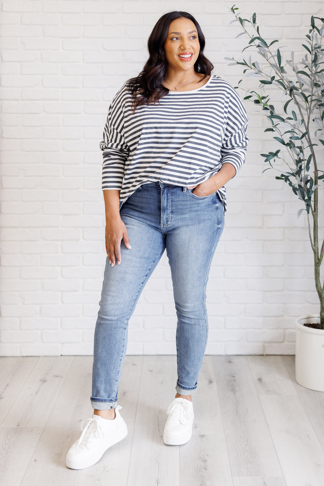 Obviously Mine Striped Oversized Top Ave Shops