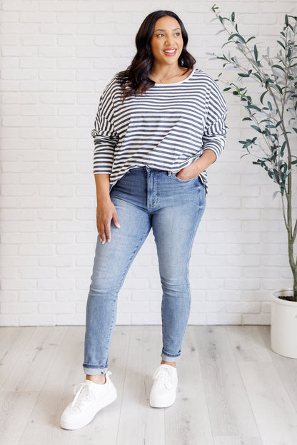 Obviously Mine Striped Oversized Top Ave Shops