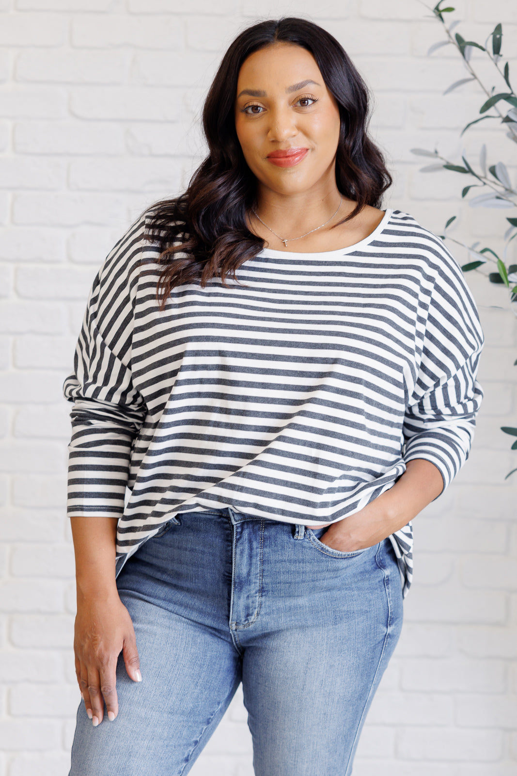 Obviously Mine Striped Oversized Top Ave Shops
