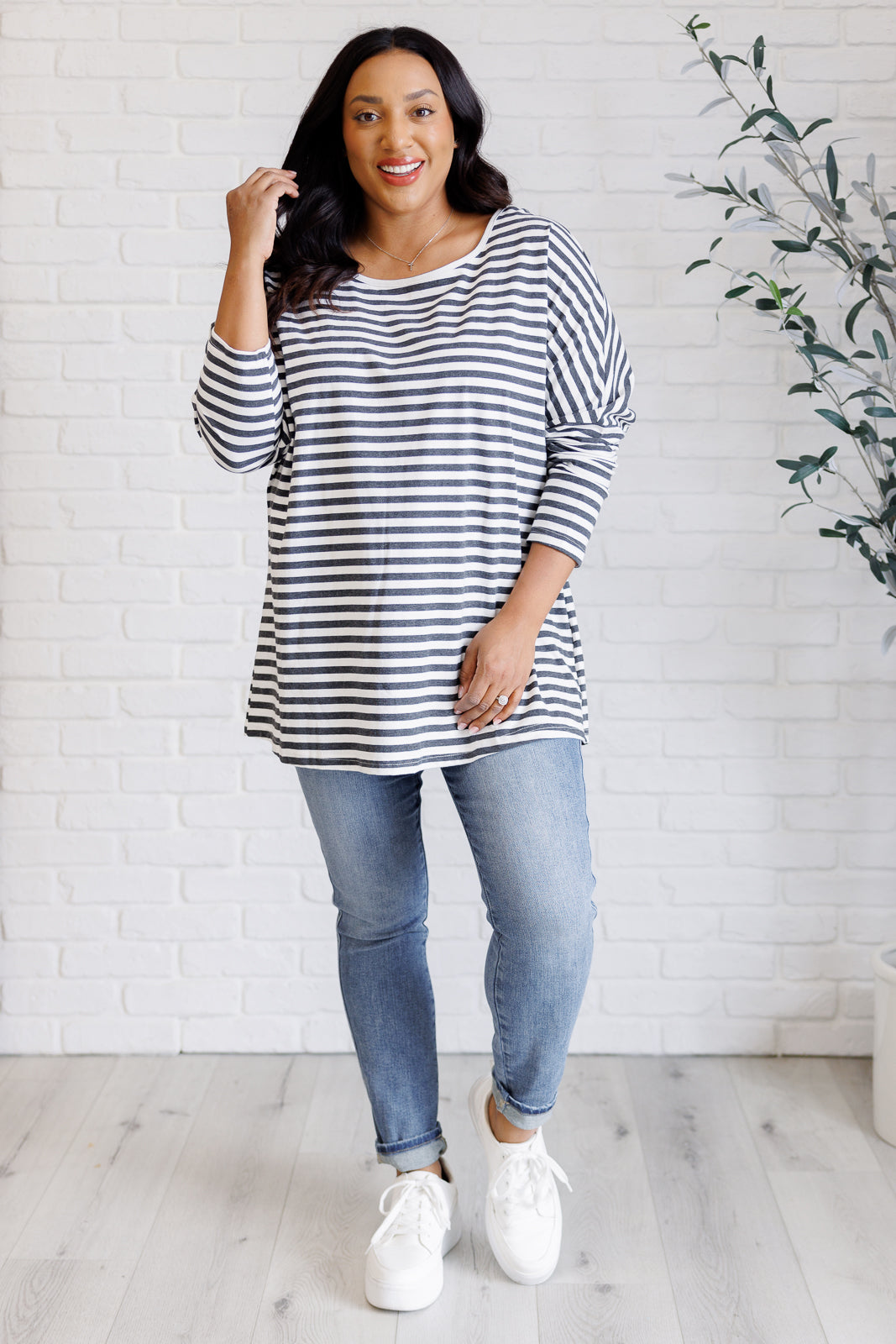 Obviously Mine Striped Oversized Top Ave Shops