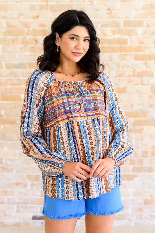 Open Sky Boho Tunic in Navy Mauve Ave Shops