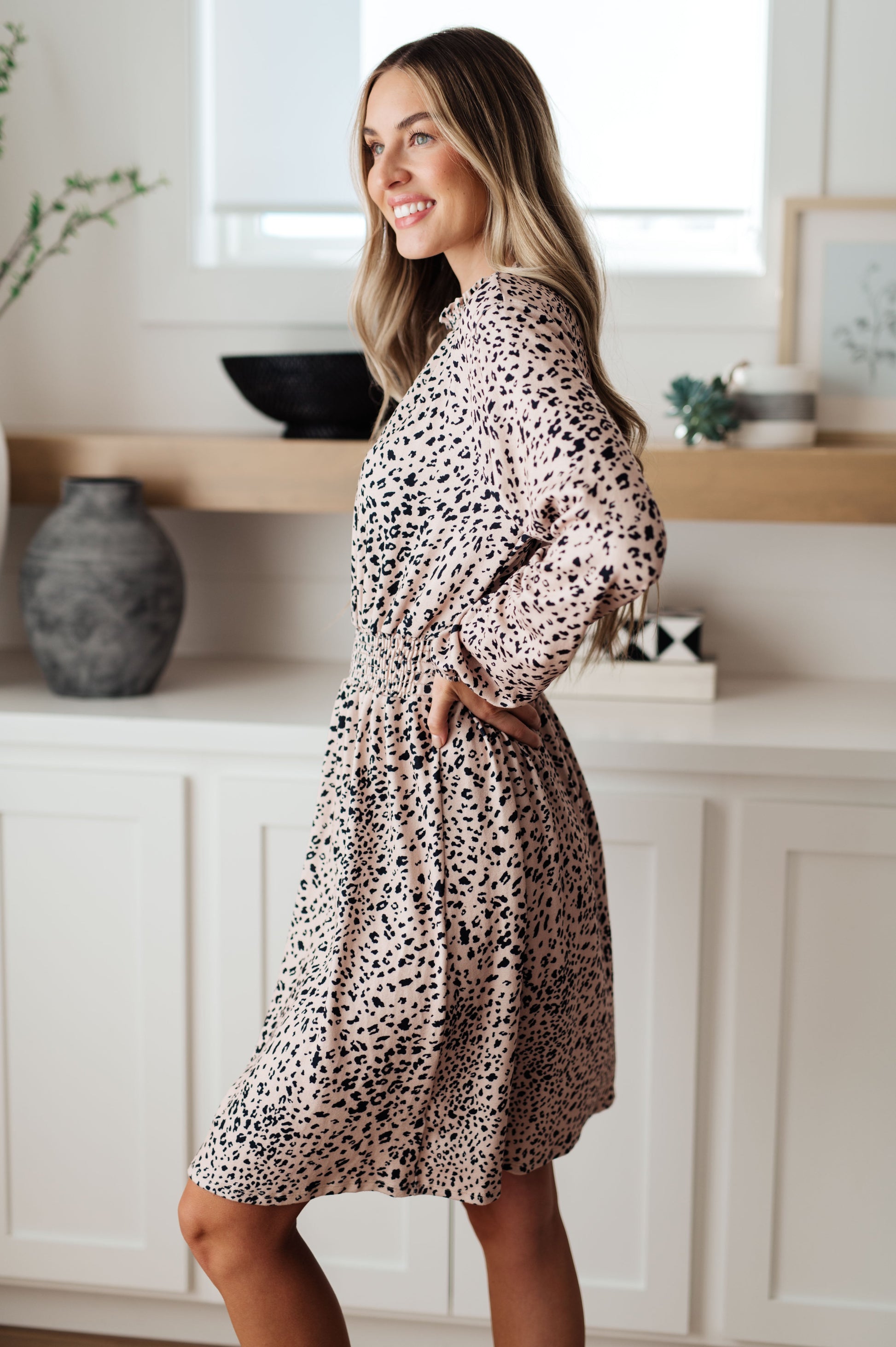 Ophelia Animal Print Shirred Waist Dress Ave Shops