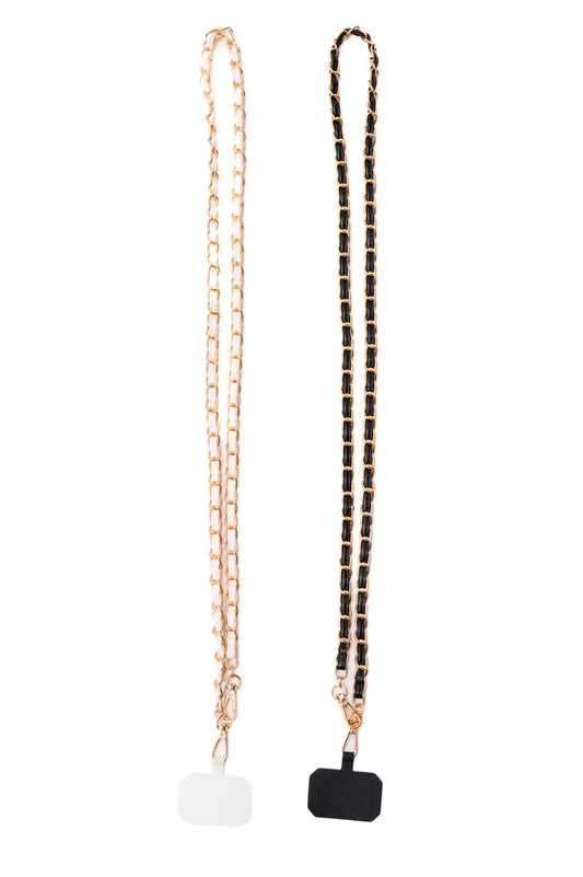 PU Leather Gold Chain Cell Phone Lanyard Set of 2 Ave Shops