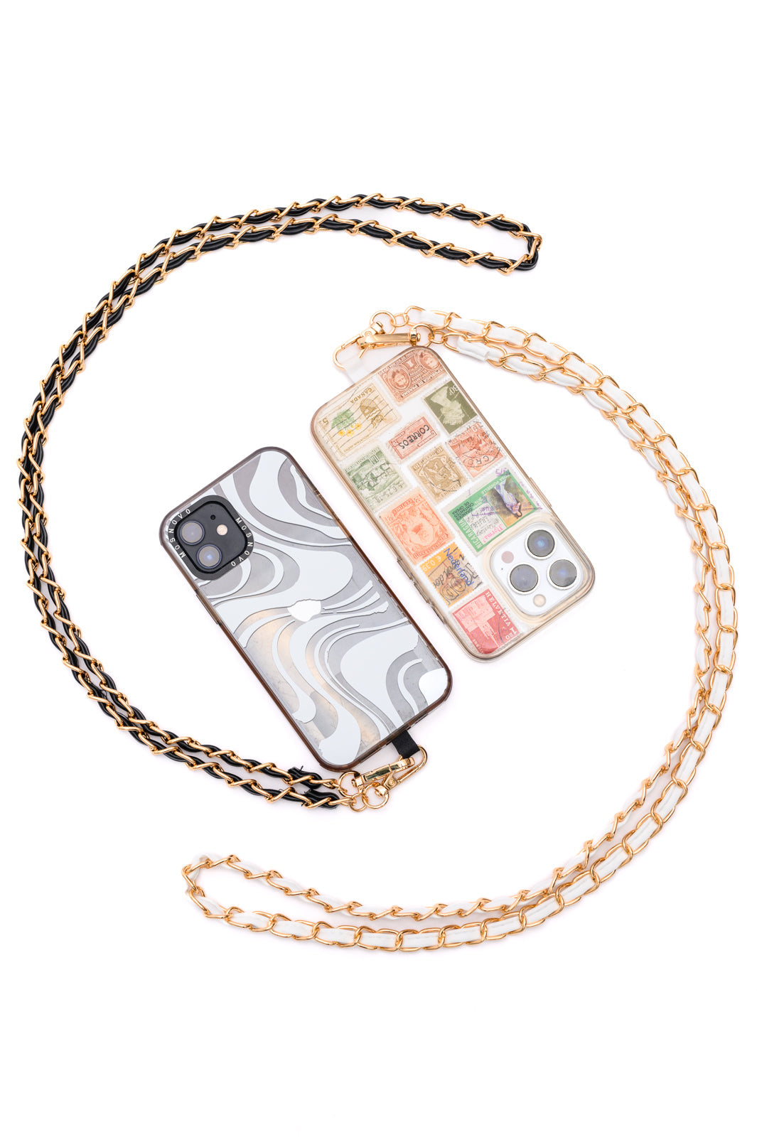 PU Leather Gold Chain Cell Phone Lanyard Set of 2 Ave Shops