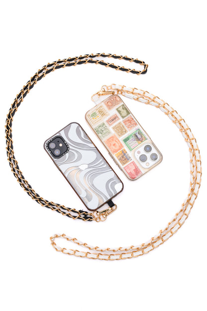 PU Leather Gold Chain Cell Phone Lanyard Set of 2 Ave Shops