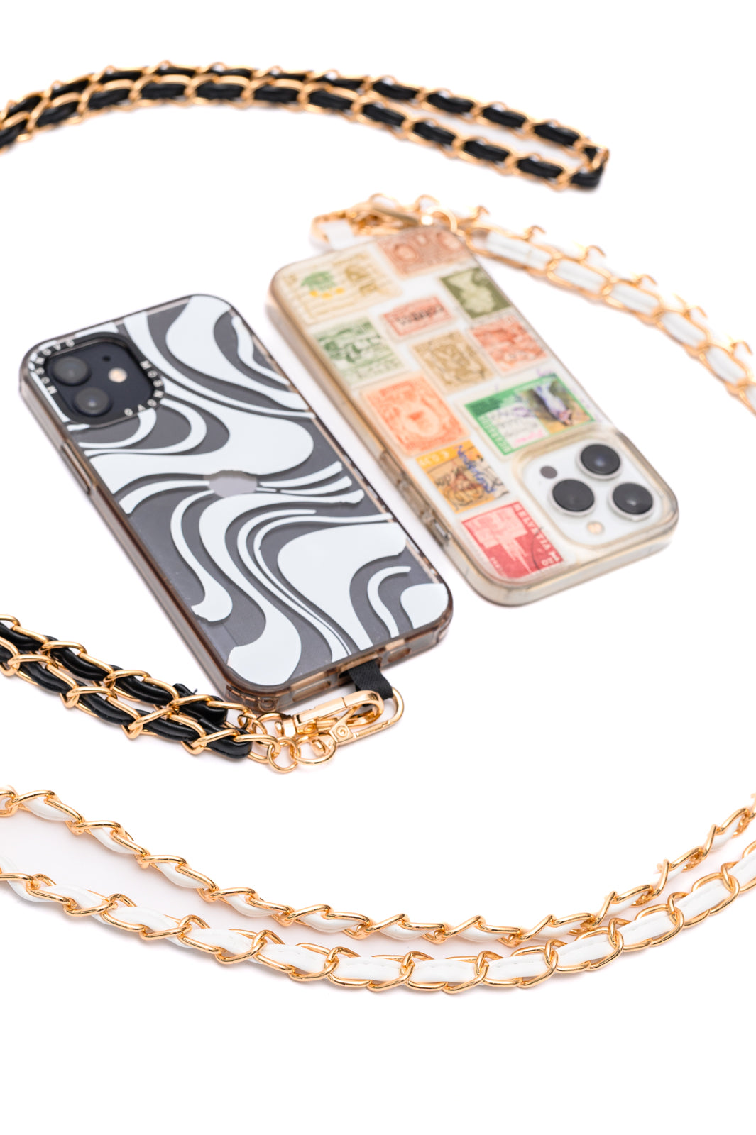 PU Leather Gold Chain Cell Phone Lanyard Set of 2 Ave Shops