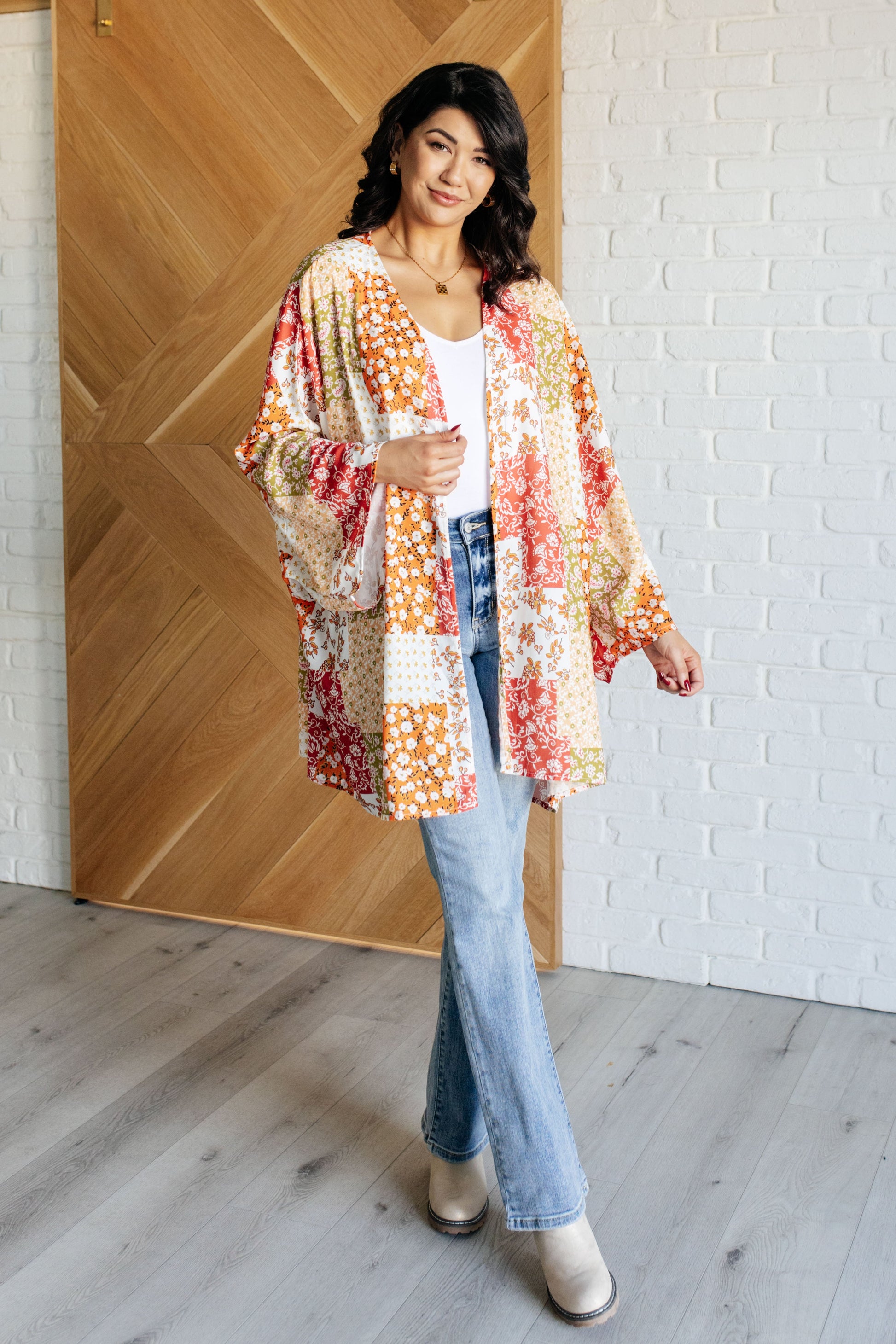 Patchwork of Feelings Mixed Floral Kimono Ave Shops