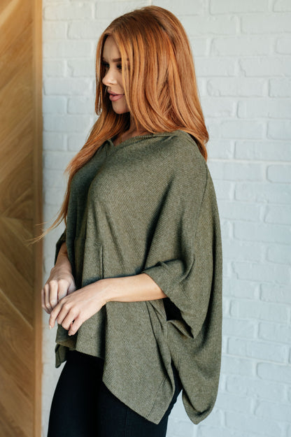 Perfectly Poised Hooded Poncho in Olive Ave Shops