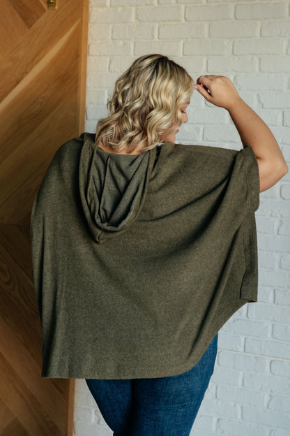 Perfectly Poised Hooded Poncho in Olive Ave Shops