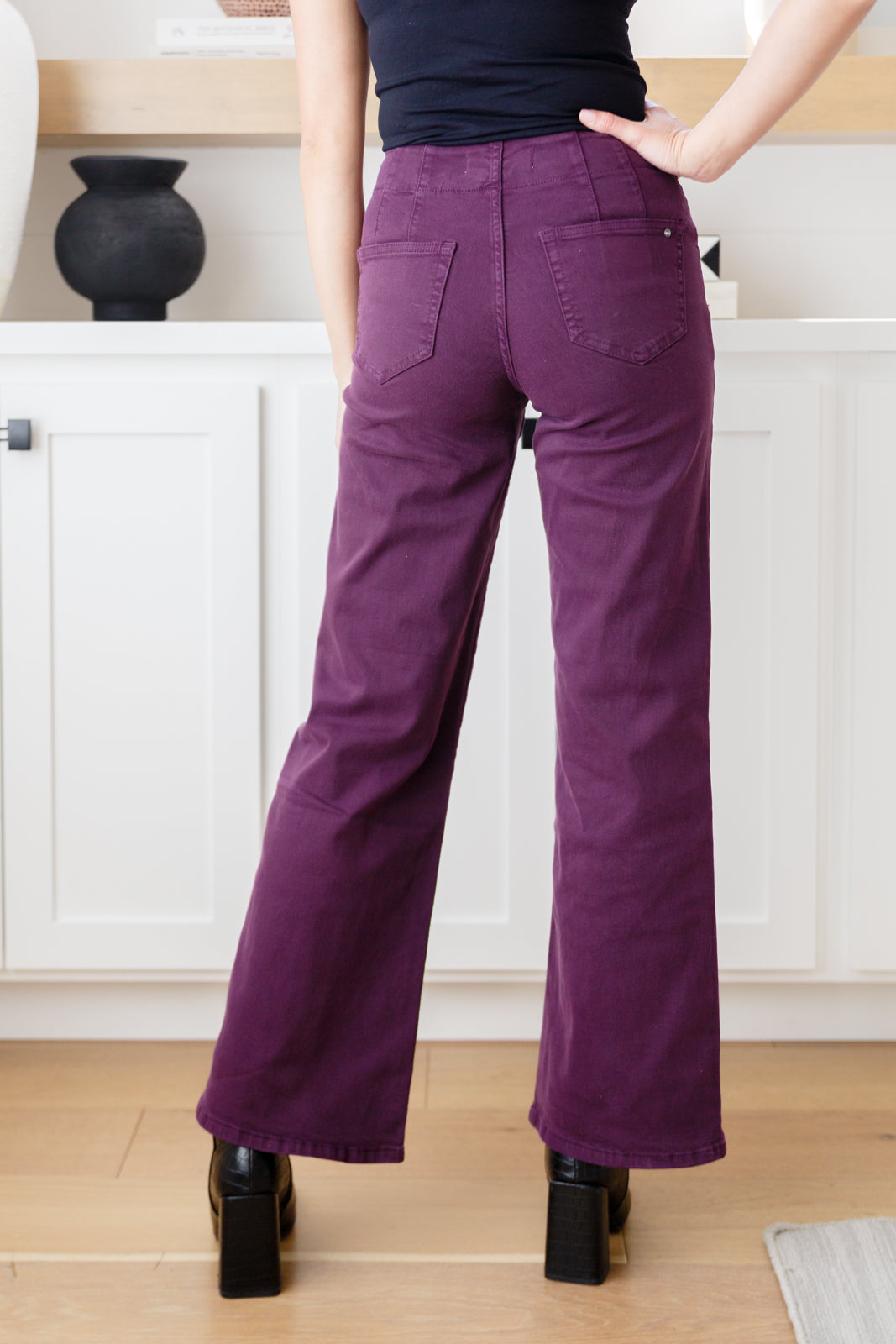 Petunia High Rise Wide Leg Jeans in Plum Ave Shops