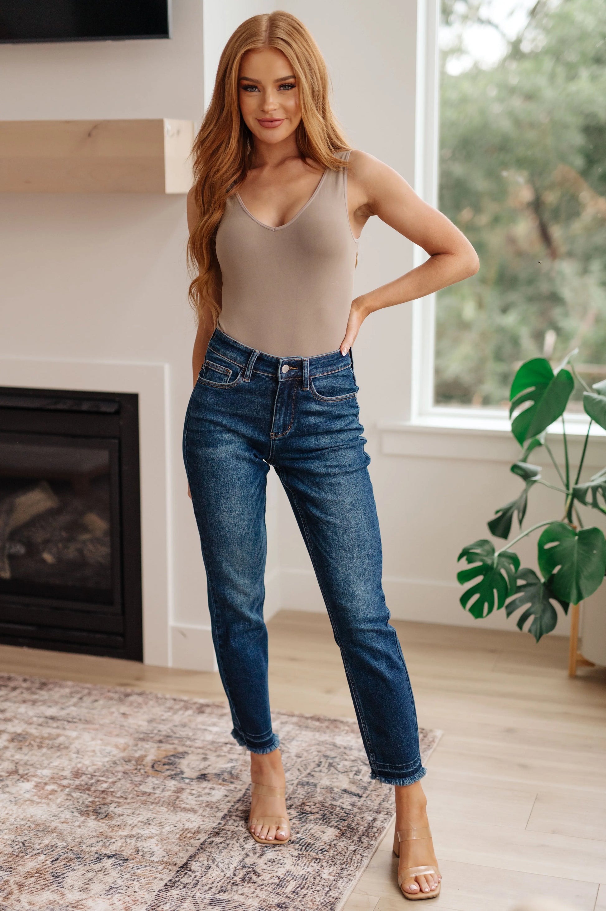 Phillipa High Rise Release Hem Slim Jeans Ave Shops