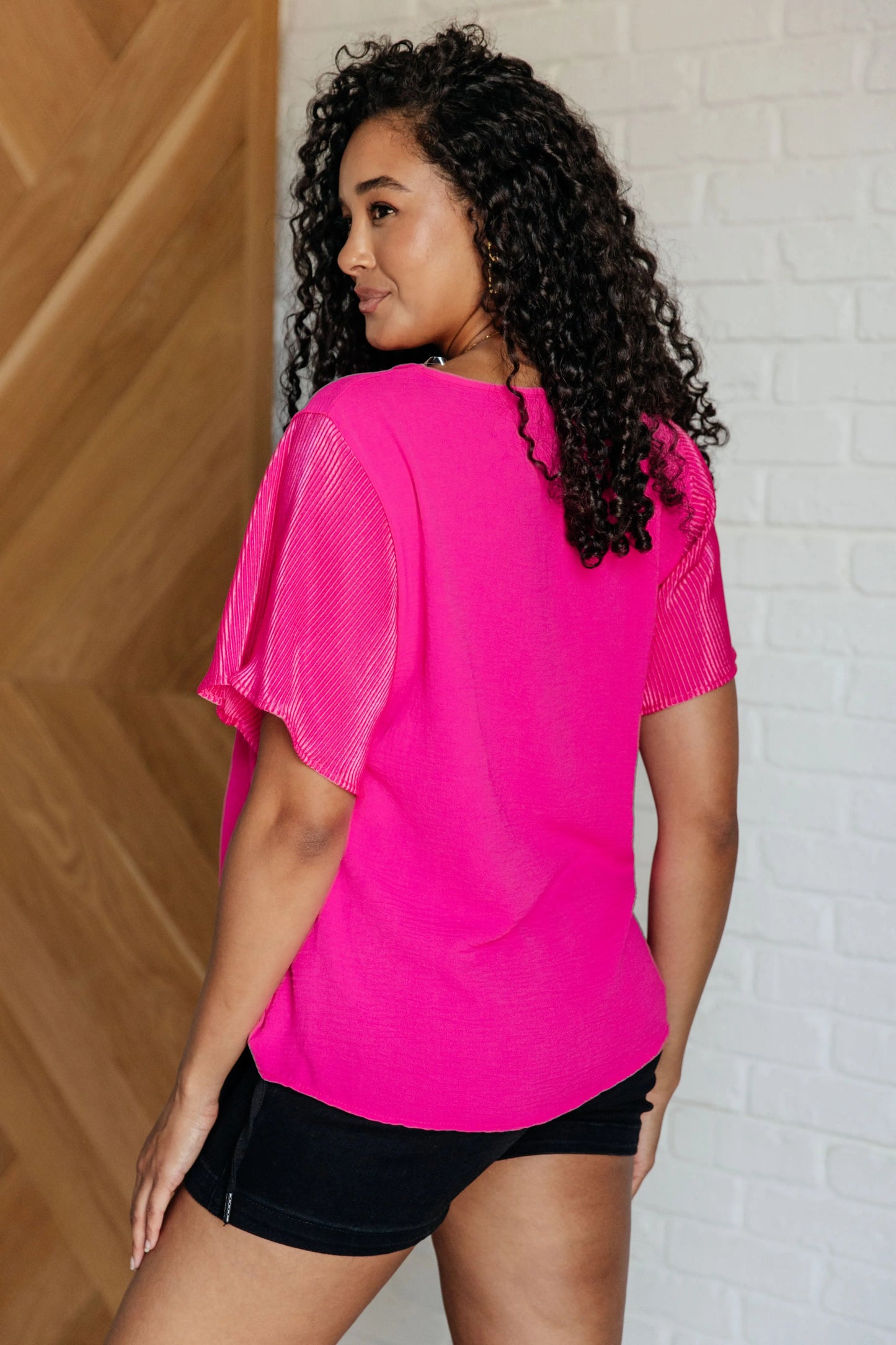 Pink and Perfect Ruffle Sleeve Top Ave Shops