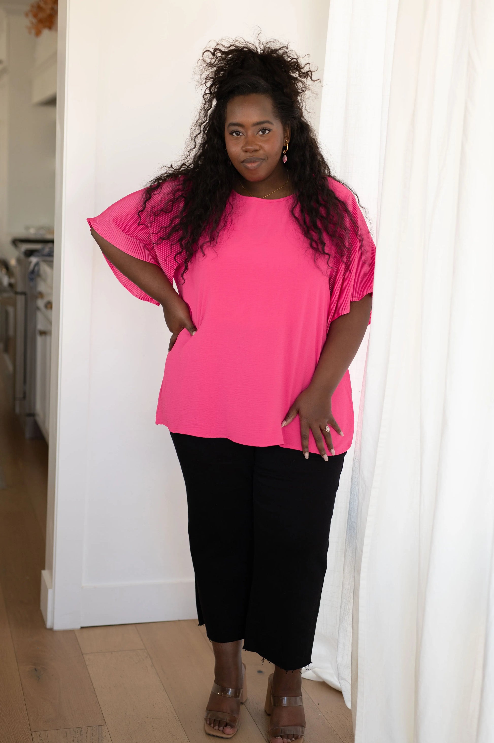 Pink and Perfect Ruffle Sleeve Top Ave Shops