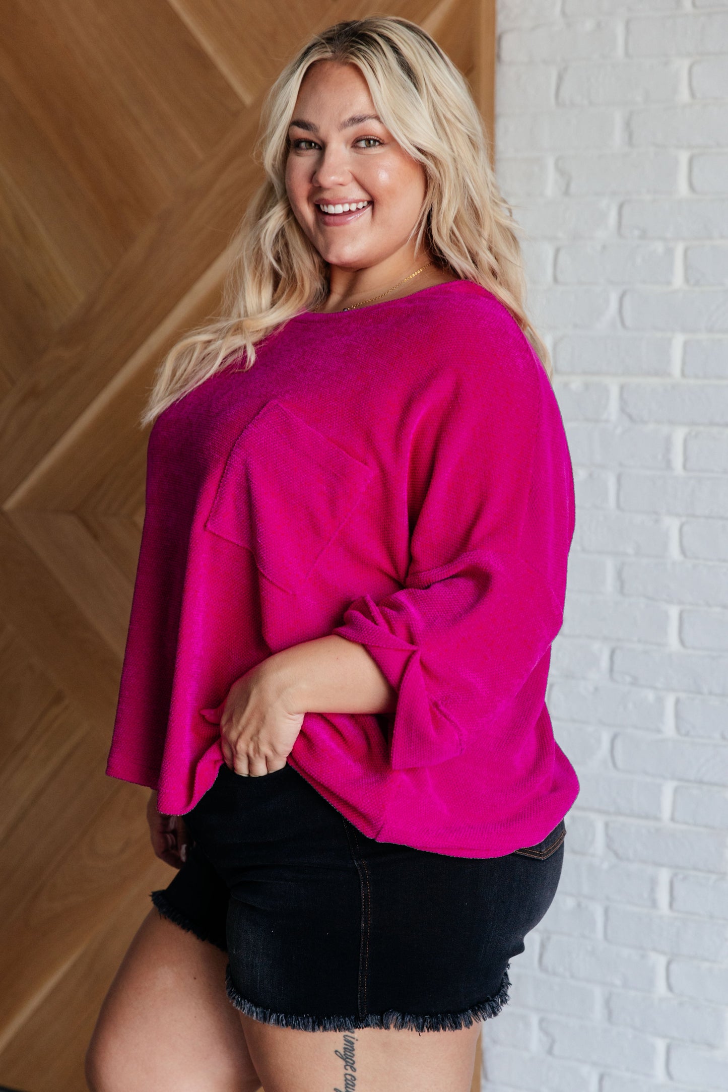 Pink Thoughts Chenille Blouse Ave Shops