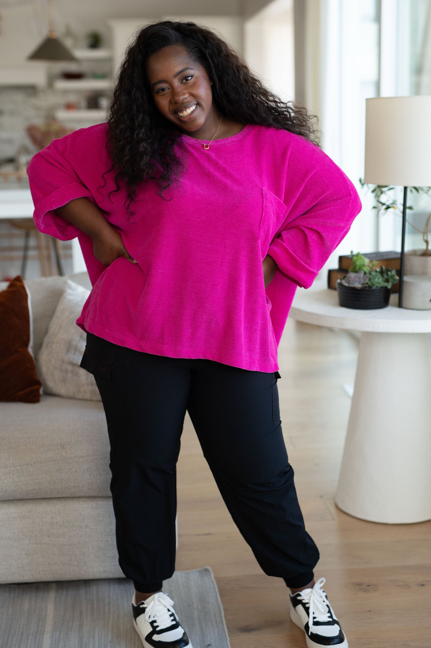 Pink Thoughts Chenille Blouse Ave Shops