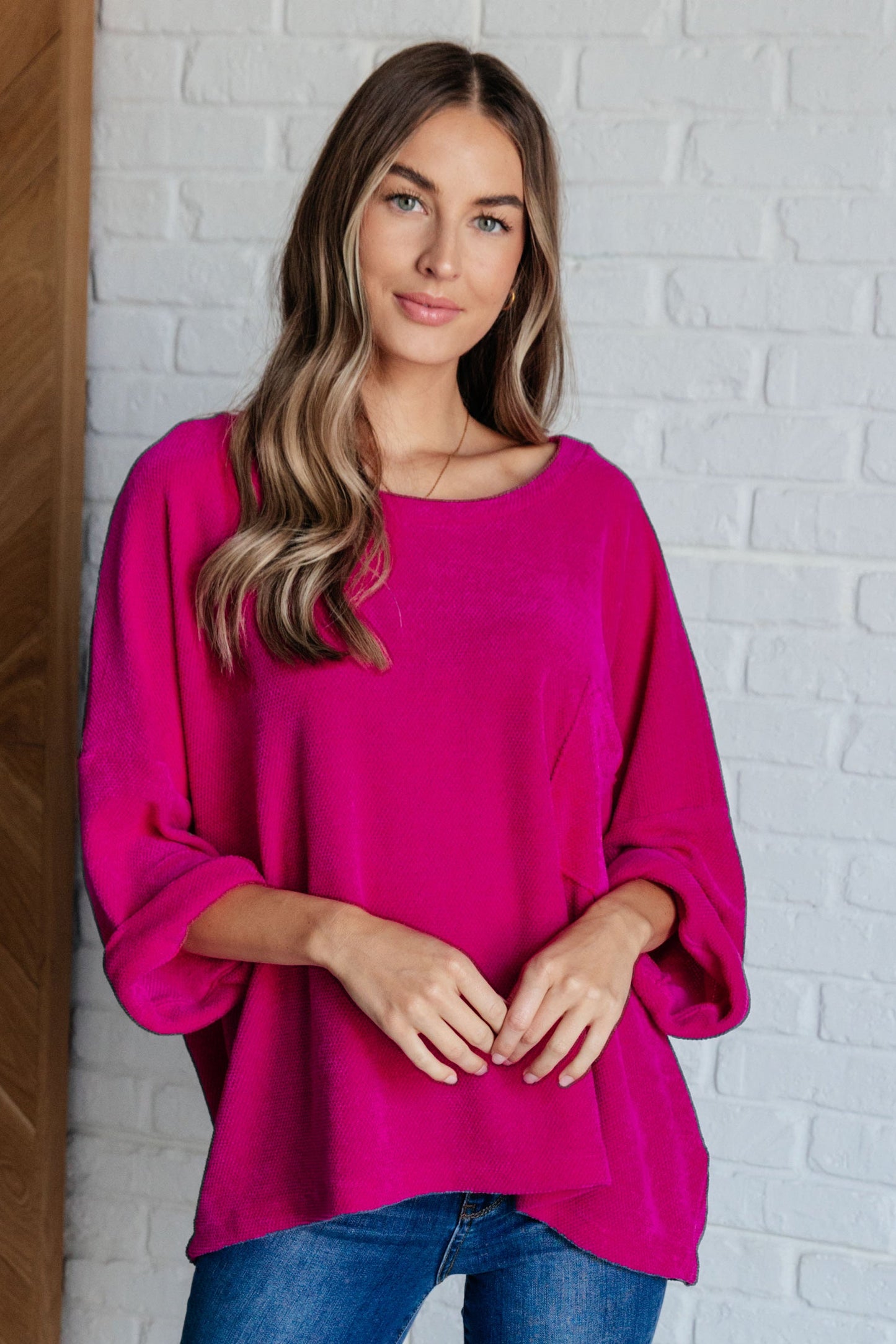 Pink Thoughts Chenille Blouse Ave Shops