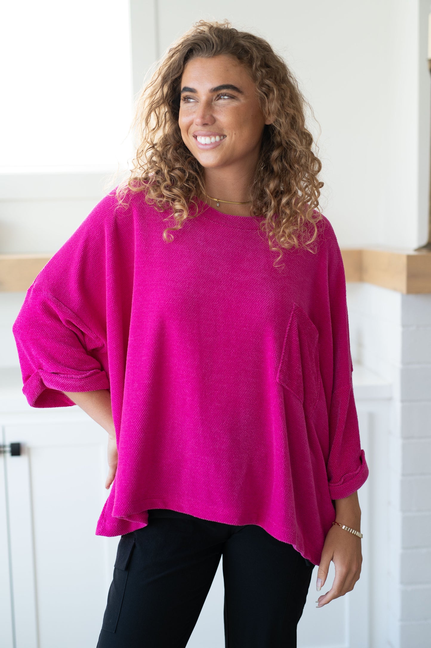 Pink Thoughts Chenille Blouse Ave Shops