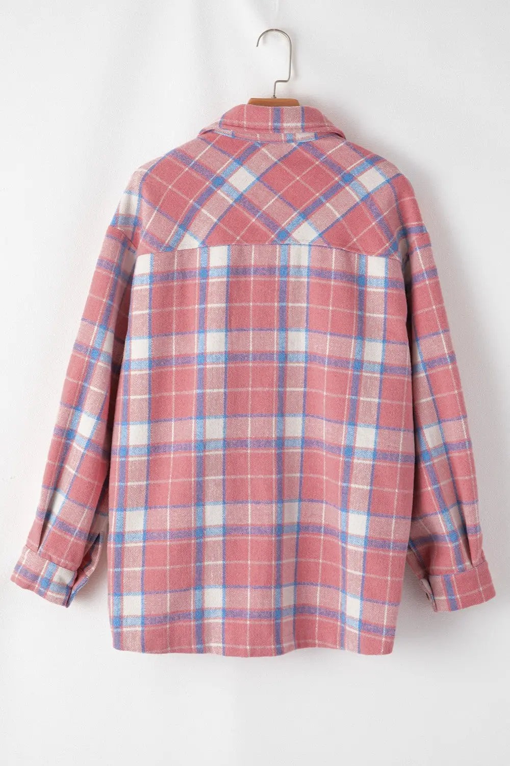 Plaid Button Up Long Sleeve Shacket Trendsi