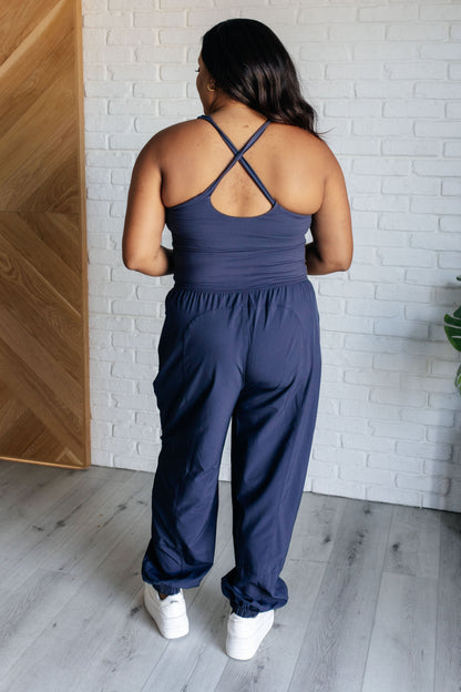 Raising Heart Rate Cut Out Jumpsuit in Navy Ave Shops