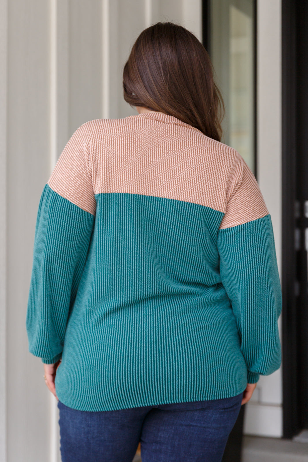 Retro and Ribbed Floral Color Block Top Ave Shops