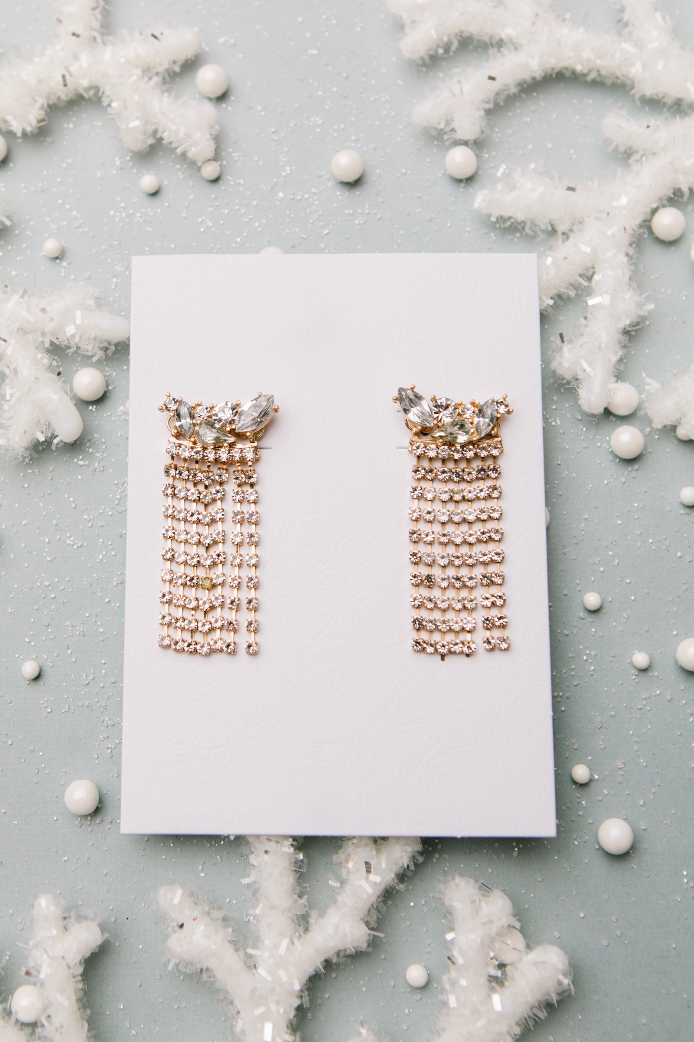 Rhinestone Fringe Earrings Ave Shops