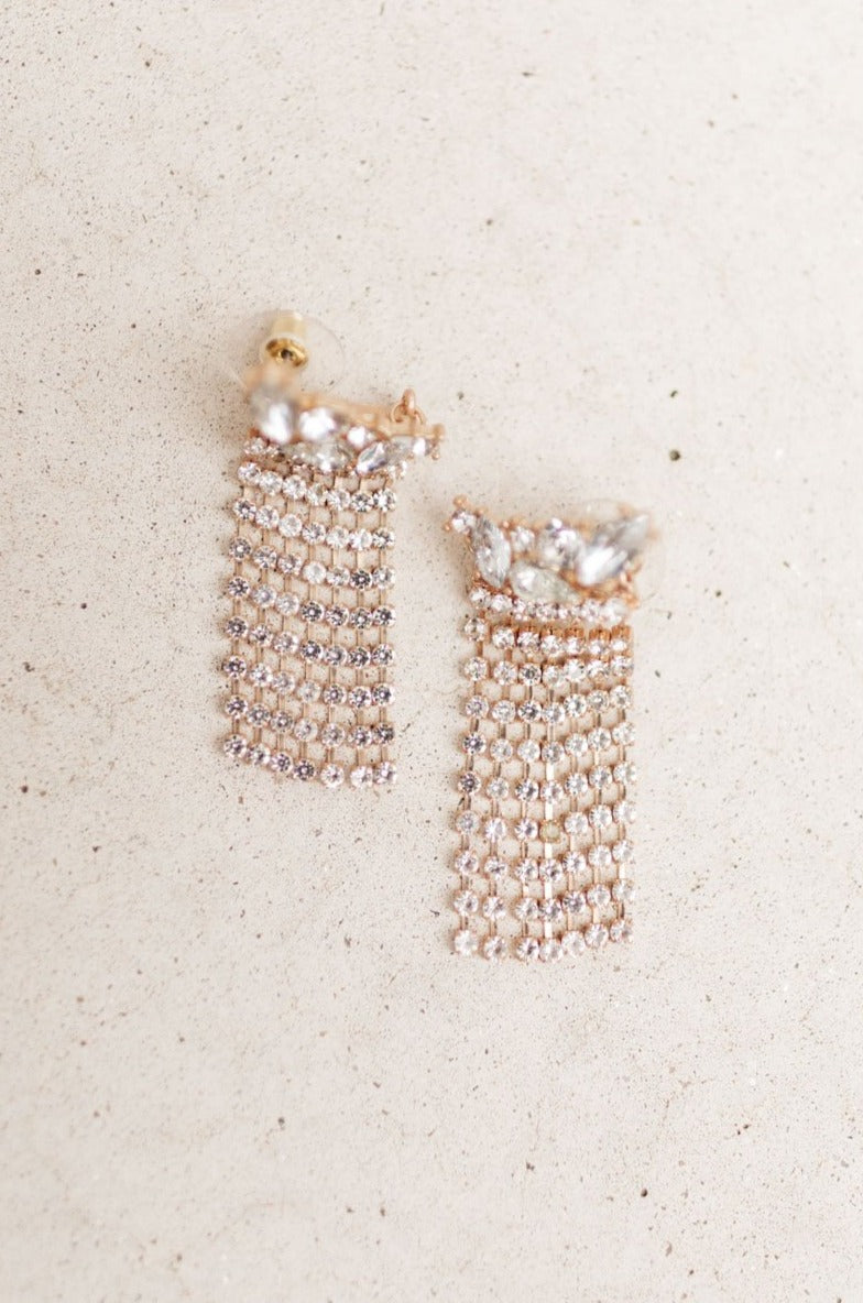 Rhinestone Fringe Earrings Ave Shops