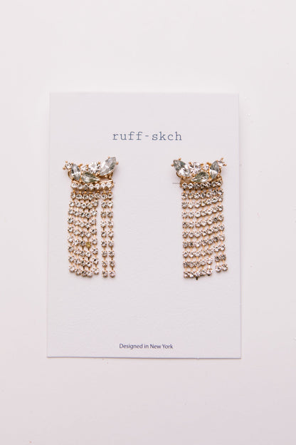 Rhinestone Fringe Earrings Ave Shops