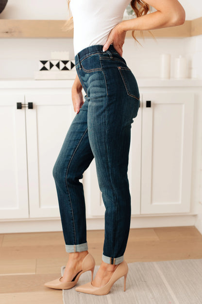 Rowena High Rise Pull On Double Cuff Slim Jeans Ave Shops