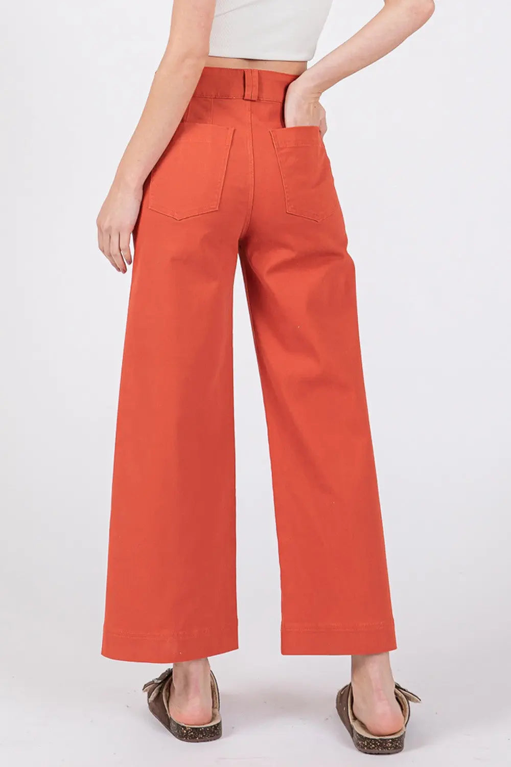 SAGE + FIG Wide Leg Cropped Pants Trendsi