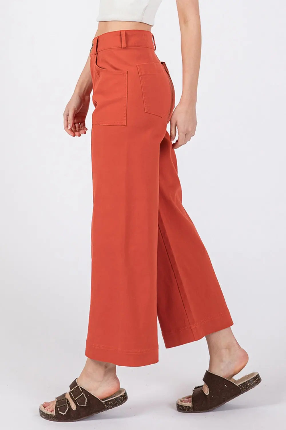 SAGE + FIG Wide Leg Cropped Pants Trendsi