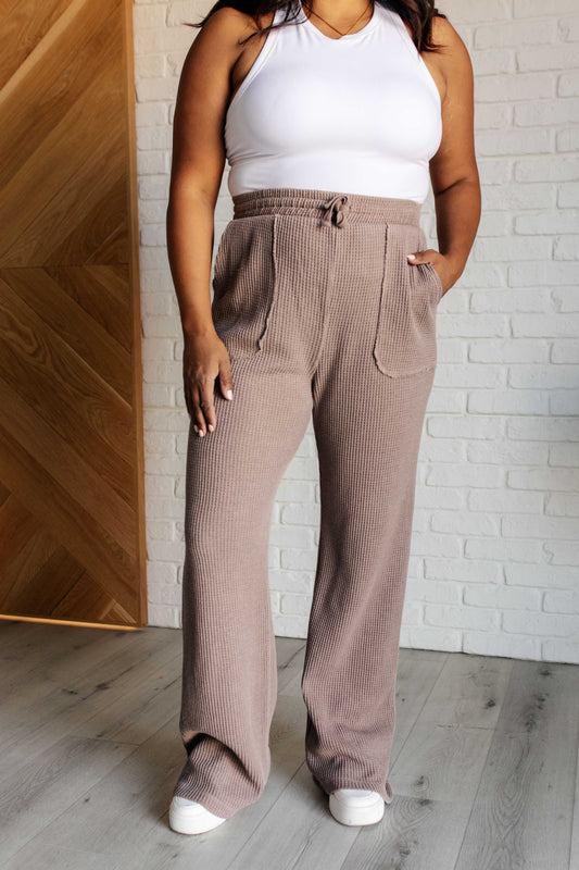 Set Process Mineral Wash Waffle Knit Pants in Brown Ave Shops