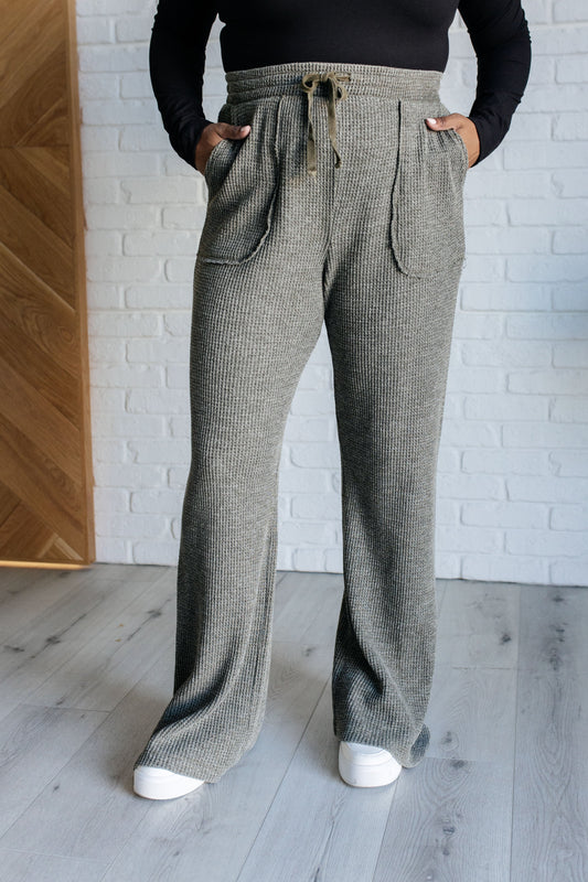 Set Process Mineral Wash Waffle Knit Pants in Olive Ave Shops