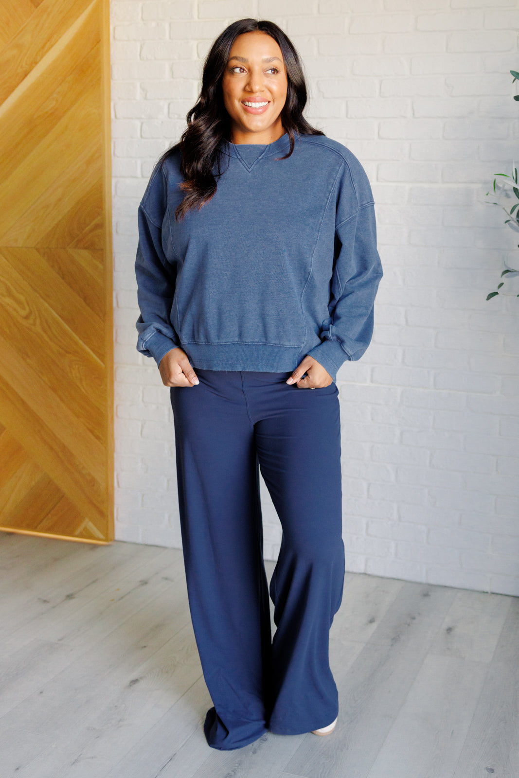 Shavasana Everyday Wide Leg Jumpsuit in Navy Ave Shops