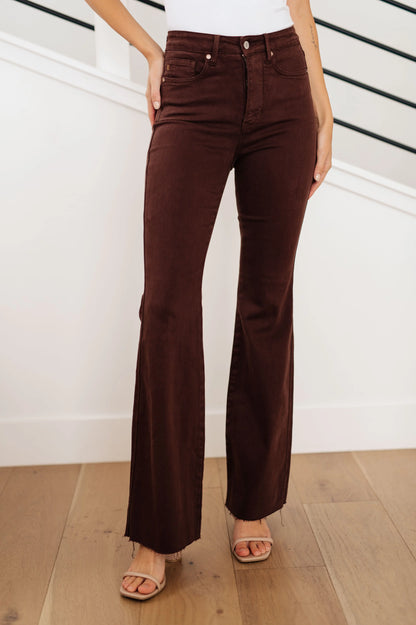 Sienna High Rise Control Top Flare Jeans in Espresso Ave Shops