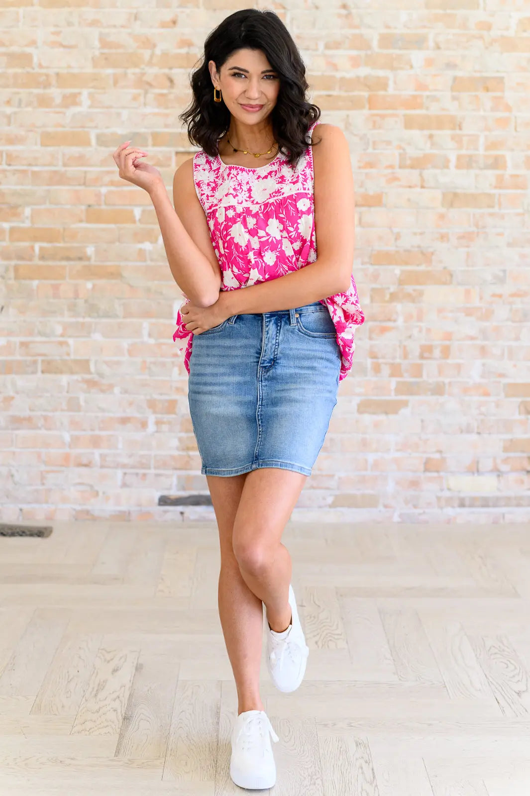 Silly Love Songs Floral Tank in Hot Pink Ave Shops